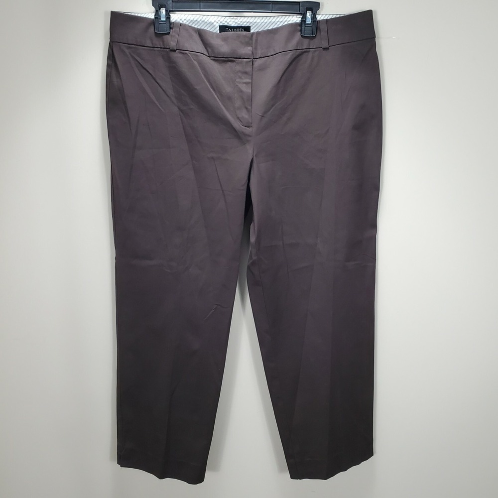 Talbots Brown NWOT Ankle Pants Flat Front Zip Womens 16‎